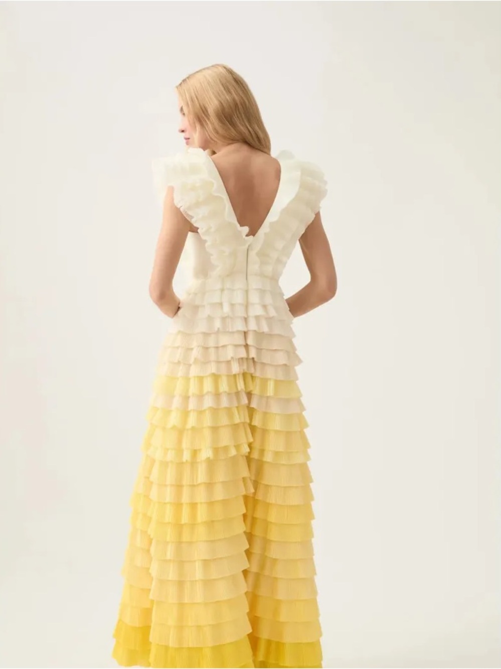 AJE REFLECTION OMBRE GOWN IN IVORY/ACACIA YELLOW, US6, AU10 - Picture 5 of 15